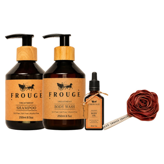FROUGE Head-to-Toe – Shampoo, Body Wash, Body Oil and Rose Loofah